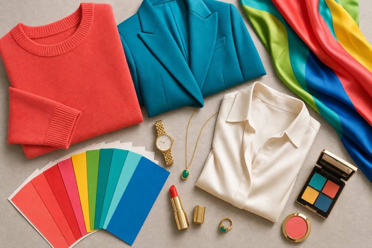 Bright Spring Color Palette, styled in clothing, accessories and makeup, by ToneLala