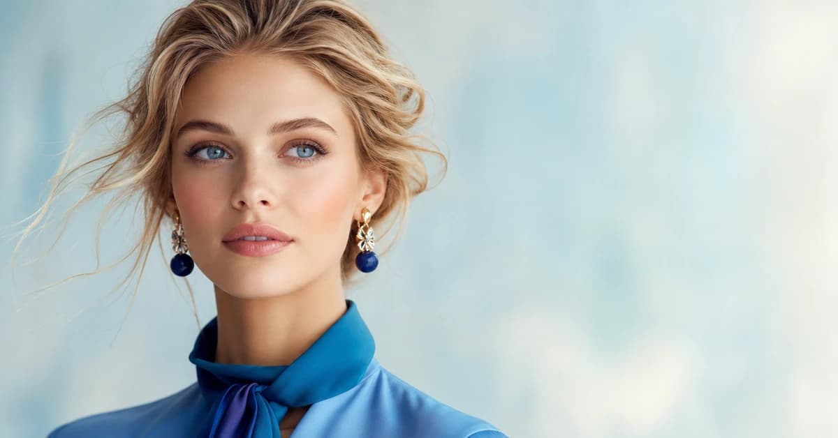 A stylish blue outfit paired with coral and camel complementary colours, styled by ToneLala
