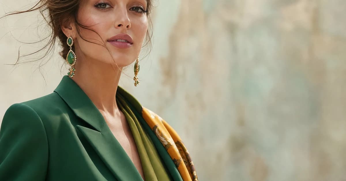 A stylish green outfit paired with complementary blush and camel pieces, styled by ToneLala
