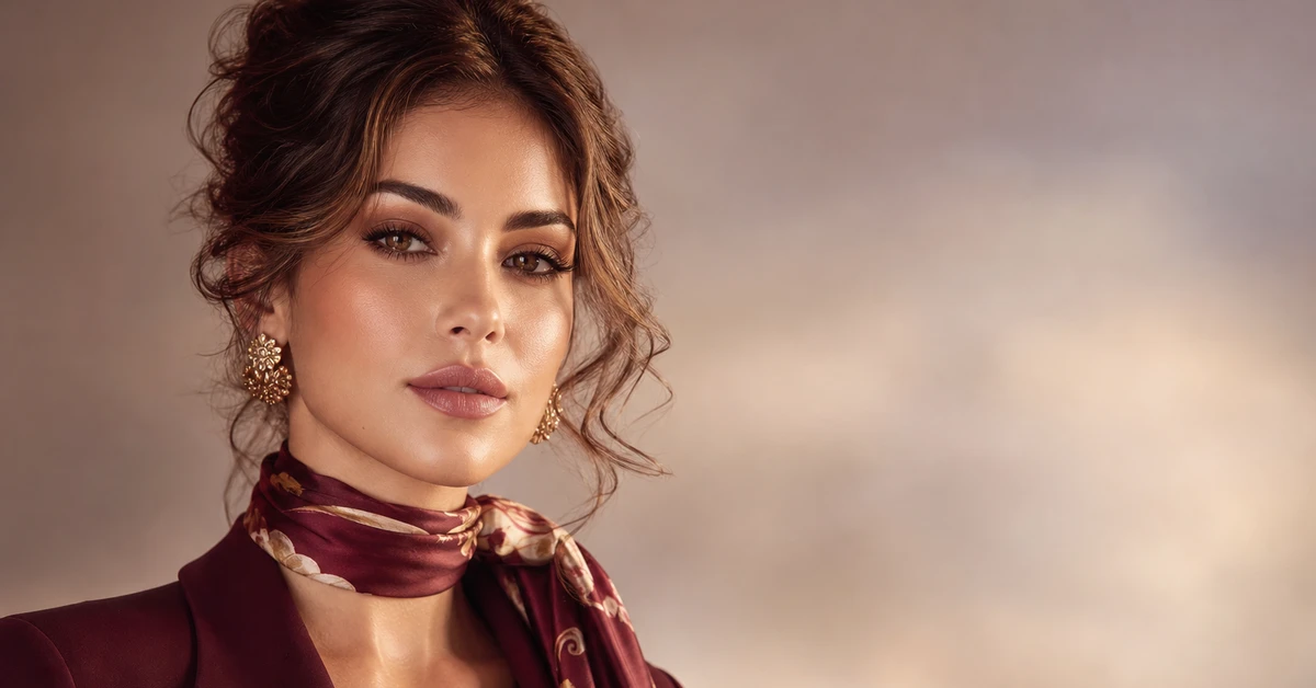A woman in a maroon jumper styled with camel and cream — maroon paired with complementary colours, by ToneLala