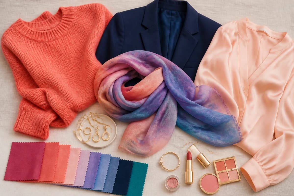 A flat-lay of mint green clothing pieces arranged with coral, blush, navy and crisp white accessories that match mint green, by ToneLala