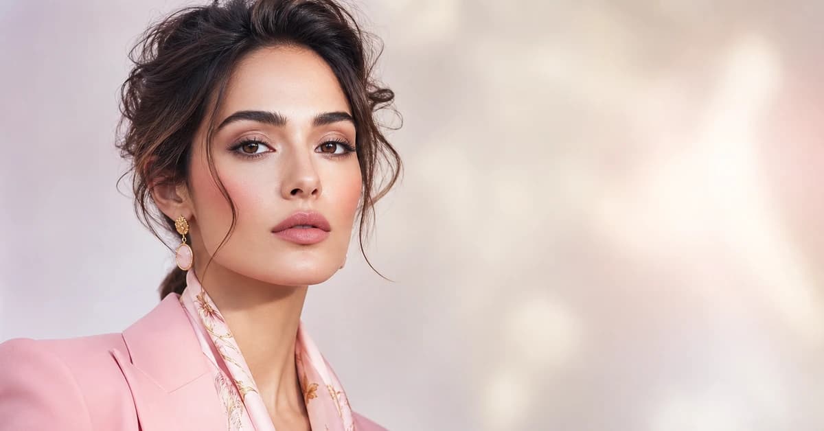 A stylish pink outfit paired with complementary sage green and navy, with gold jewellery, by ToneLala