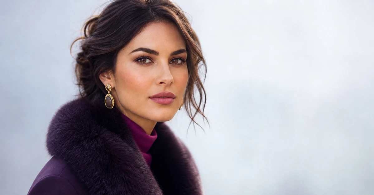 A Deep Winter outfit — a woman in a charcoal coat over a true-red knit with black trousers and silver jewellery, by ToneLala