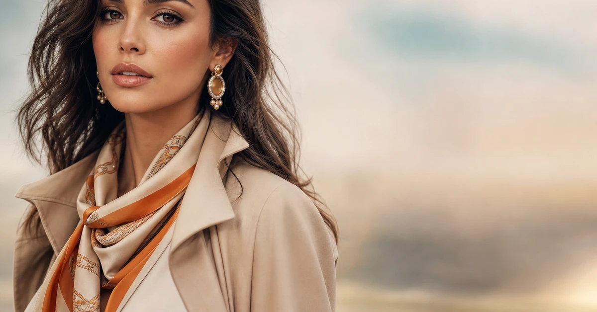 A stylish beige outfit — a camel-beige coat over an ivory knit with chocolate accessories and gold jewellery, by ToneLala