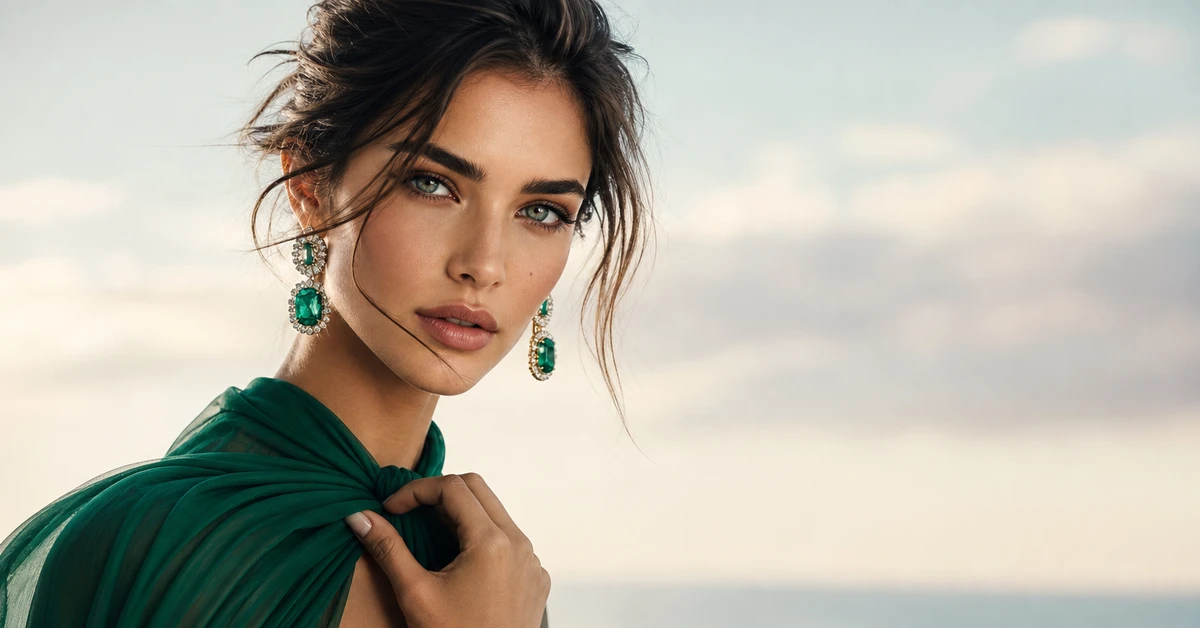 A stylish emerald green outfit styled with camel, gold and ivory accessories, by ToneLala