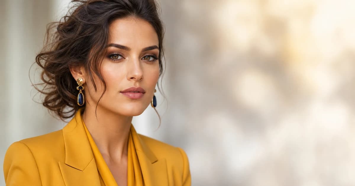 A stylish mustard yellow outfit styled with denim and tan accessories, by ToneLala