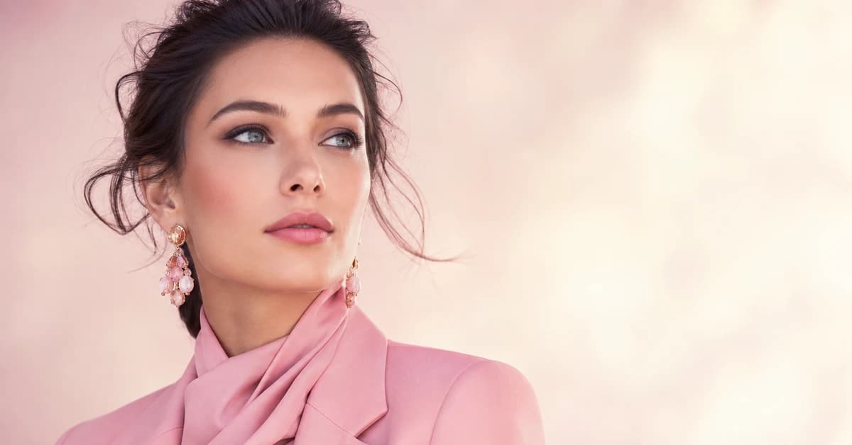 A stylish pink outfit styled with navy and chocolate brown, with gold jewellery, by ToneLala