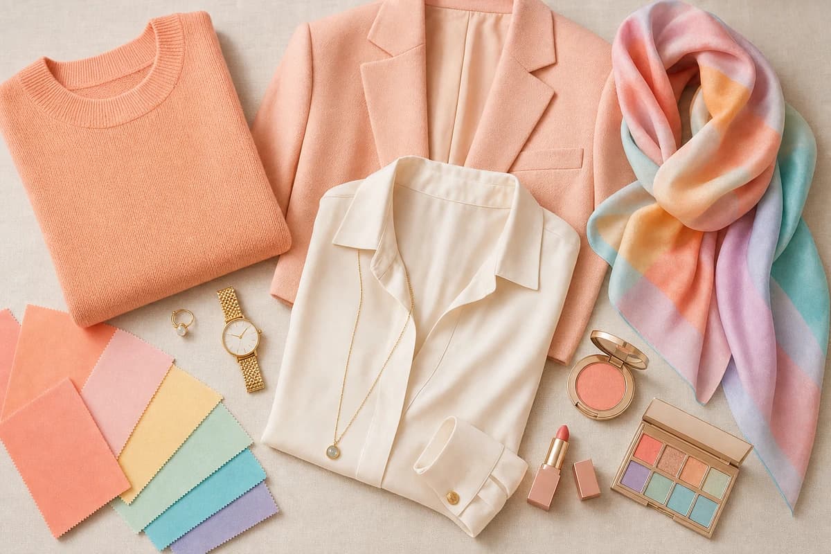 Light Spring Color Palette, styled in clothing, accessories and makeup, by ToneLala