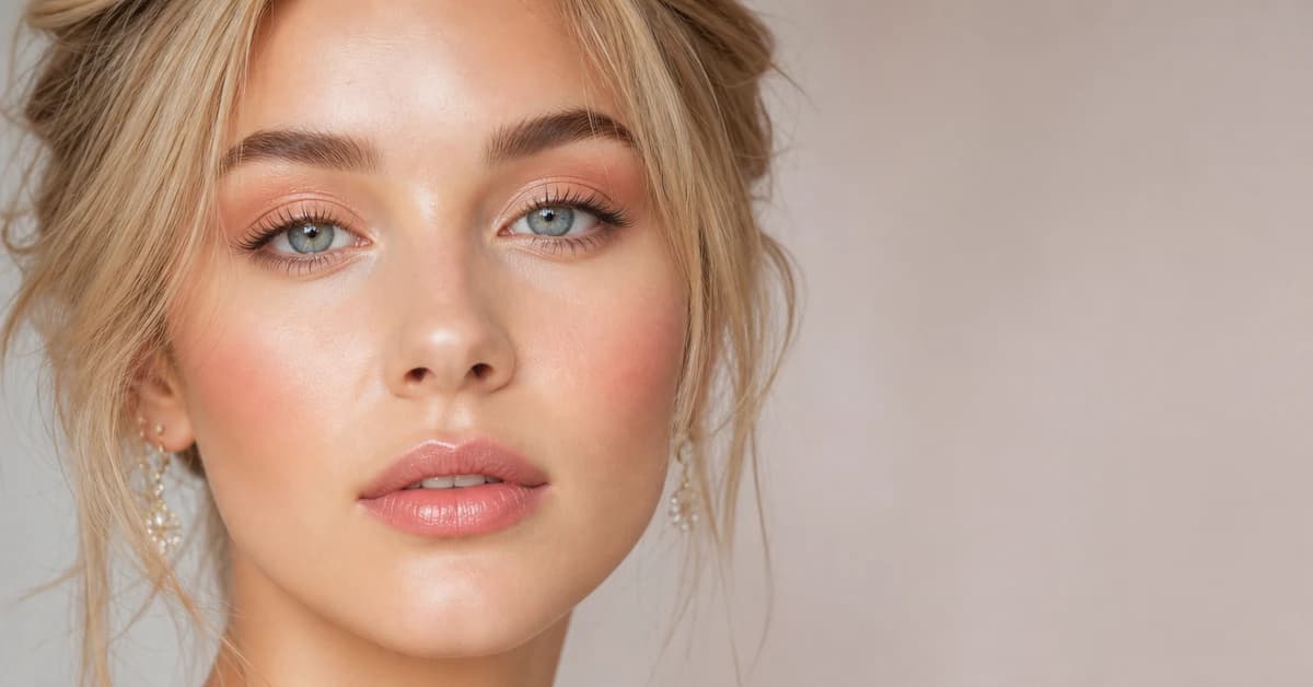 A woman wearing Light Spring makeup — peach blush, warm coral lips and soft gold eyes, by ToneLala