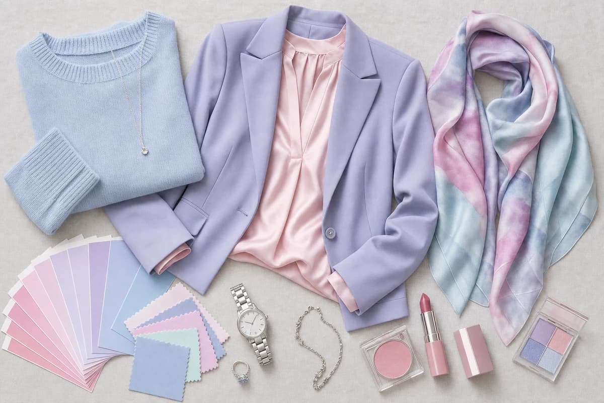 Light Summer Color Palette, styled in clothing, accessories and makeup, by ToneLala