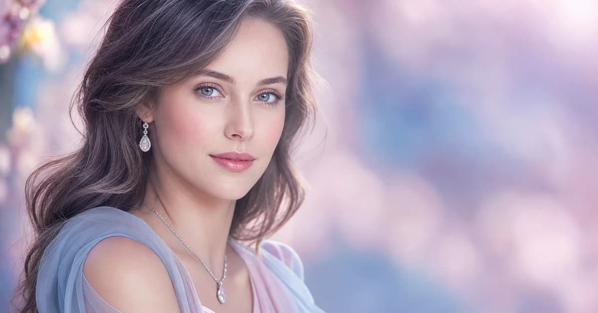Summer colour analysis — a woman with cool, soft Summer colouring wearing a slate-blue top and dusty rose, with silver jewellery, by ToneLala