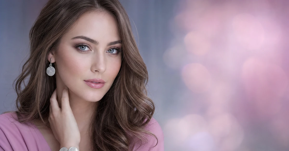 True Summer colour analysis — a woman with cool, soft-clear True Summer colouring wearing a slate-blue top and cool raspberry, with silver jewellery, by ToneLala